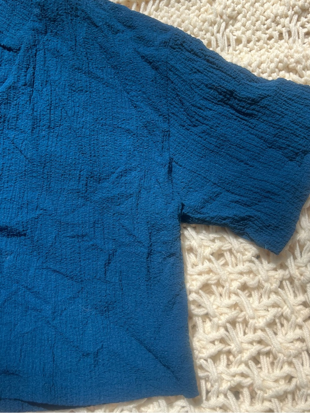 Textured Cropped Button-Front Top in Deep Teal - Picture 3 of 9